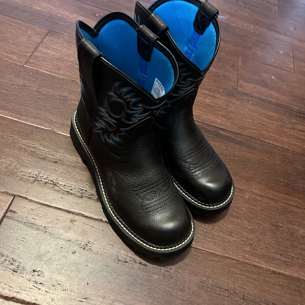 Ariat Black and Blue Heeled Boots with Western Style